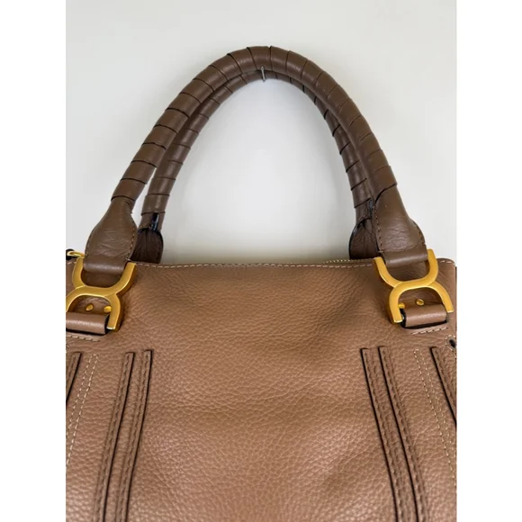 Chloe Marcie Medium Double Carry Satchel Bag in Grained Leather in Nut - Picture 3 of 15